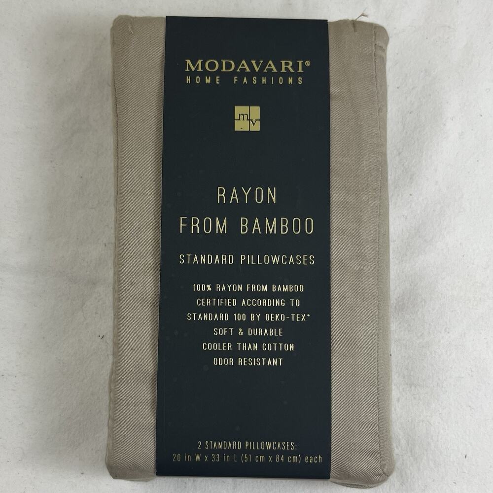 NWT Modavari Bamboo Rayon Standard Pillowcases Set of 2 Natural Fiber
